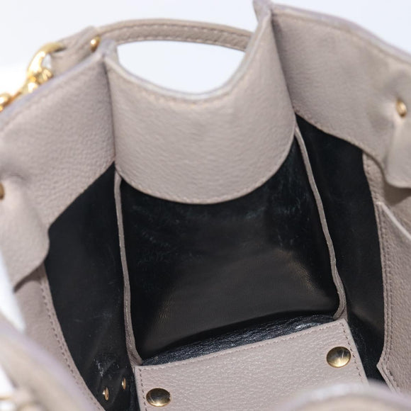 Balenciaga Paper Mini Hand Bag Leather 2way Beige Gold Tone 387477 Auth bs37887