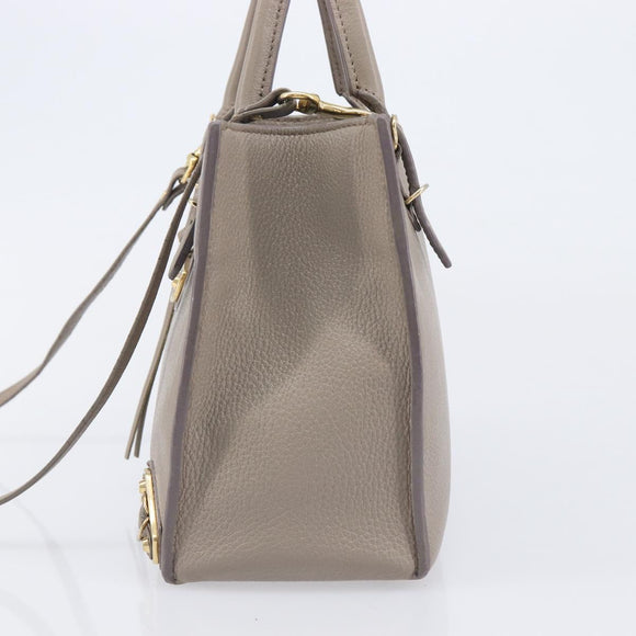 Balenciaga Paper Mini Hand Bag Leather 2way Beige Gold Tone 387477 Auth bs37887