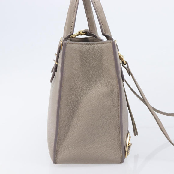 Balenciaga Paper Mini Hand Bag Leather 2way Beige Gold Tone 387477 Auth bs37887