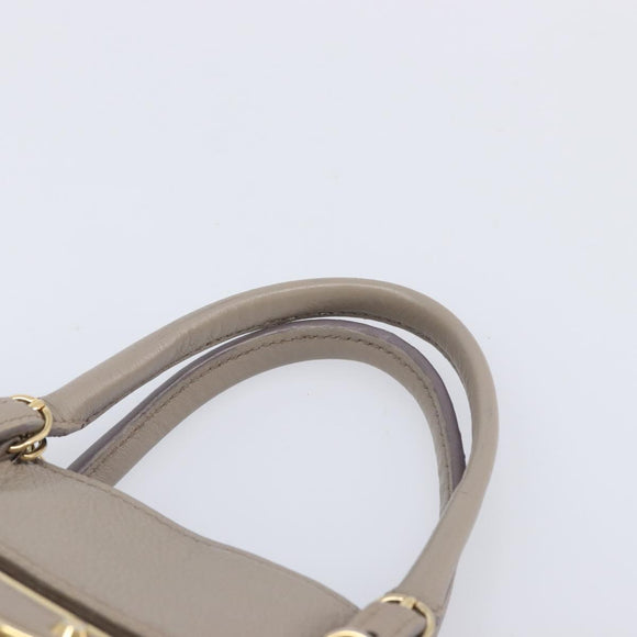 Balenciaga Paper Mini Hand Bag Leather 2way Beige Gold Tone 387477 Auth bs37887