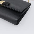 Salvatore Ferragamo Vala Chain Shoulder Bag Leather Black Gold Tone Auth bs37890-10