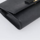 Salvatore Ferragamo Vala Chain Shoulder Bag Leather Black Gold Tone Auth bs37890-11