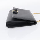 Salvatore Ferragamo Vala Chain Shoulder Bag Leather Black Gold Tone Auth bs37890-5