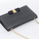 Salvatore Ferragamo Vala Chain Shoulder Bag Leather Black Gold Tone Auth bs37890-6