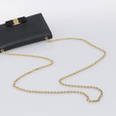 Salvatore Ferragamo Vala Chain Shoulder Bag Leather Black Gold Tone Auth bs37890-7