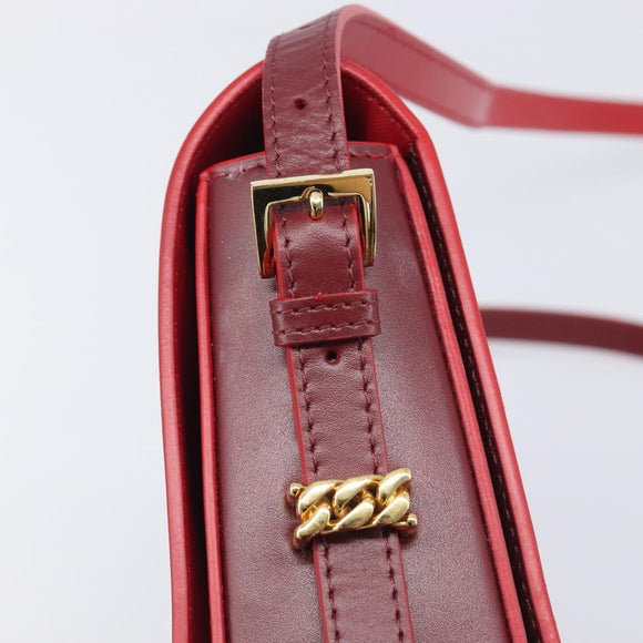 BURBERRY Grace Shoulder Bag Leather Red Gold Tone Auth bs37892A