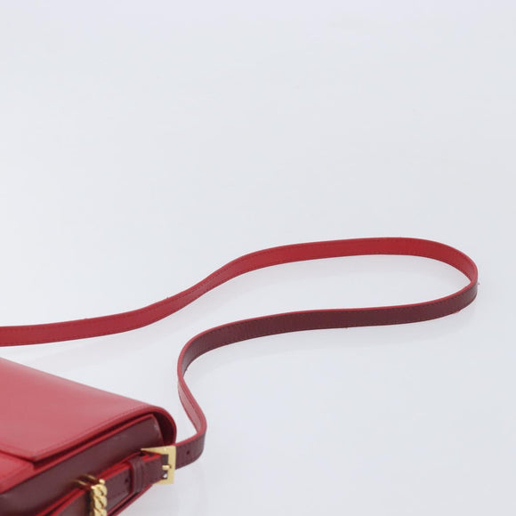 BURBERRY Grace Shoulder Bag Leather Red Gold Tone Auth bs37892A