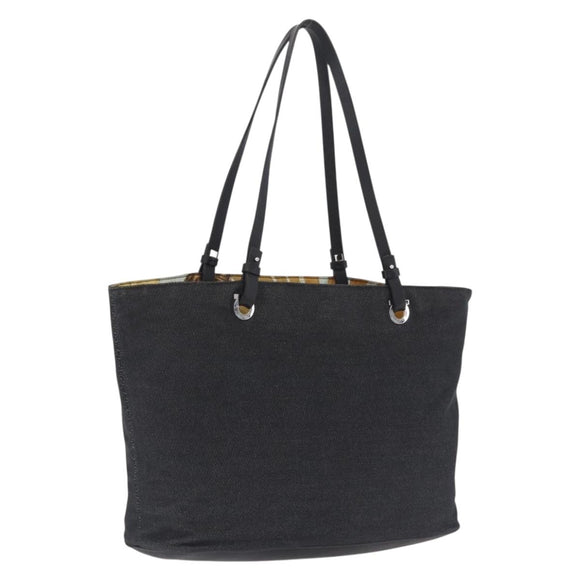 Salvatore Ferragamo Gancini Tote Bag Canvas Black Silver Auth bs37893A