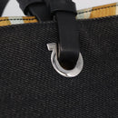 Salvatore Ferragamo Gancini Tote Bag Canvas Black Silver Auth bs37893A-14