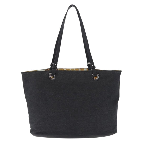 Salvatore Ferragamo Gancini Tote Bag Canvas Black Silver Auth bs37893A
