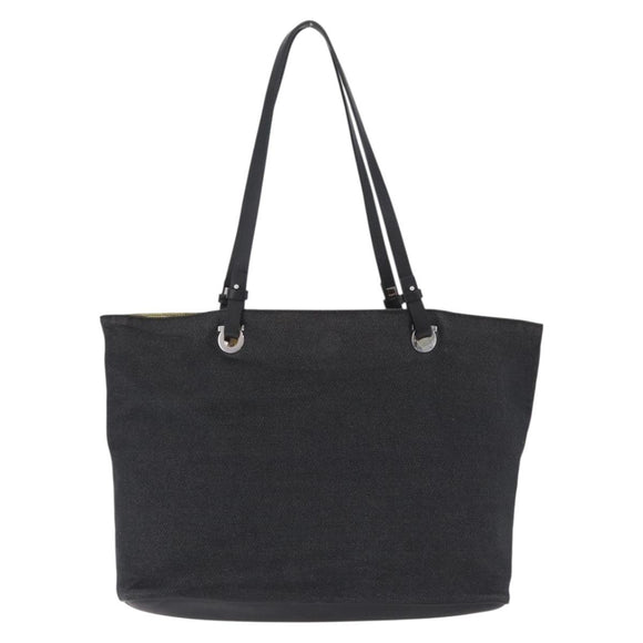 Salvatore Ferragamo Gancini Tote Bag Canvas Black Silver Auth bs37893A