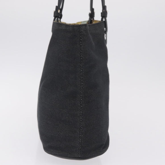 Salvatore Ferragamo Gancini Tote Bag Canvas Black Silver Auth bs37893A