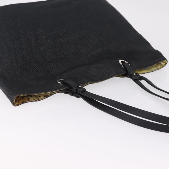 Salvatore Ferragamo Gancini Tote Bag Canvas Black Silver Auth bs37893A