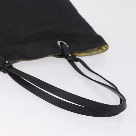 Salvatore Ferragamo Gancini Tote Bag Canvas Black Silver Auth bs37893A
