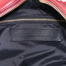 BURBERRY Boston Bag Leather Red Gold Tone Auth bs37894-17