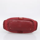 BURBERRY Boston Bag Leather Red Gold Tone Auth bs37894-9