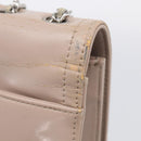 CHANEL Chain Shoulder Bag Patent Beige Silver CC Auth bs37895-10