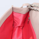 CHANEL Chain Shoulder Bag Patent Beige Silver CC Auth bs37895-21