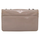 CHANEL Chain Shoulder Bag Patent Beige Silver CC Auth bs37895-3
