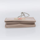 CHANEL Chain Shoulder Bag Patent Beige Silver CC Auth bs37895-9