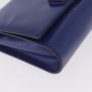 Salvatore Ferragamo Vala Chain Shoulder Bag Leather Blue Gold Tone Auth bs37896A-10