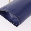 Salvatore Ferragamo Vala Chain Shoulder Bag Leather Blue Gold Tone Auth bs37896A-12