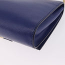Salvatore Ferragamo Vala Chain Shoulder Bag Leather Blue Gold Tone Auth bs37896A-13