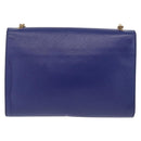 Salvatore Ferragamo Vala Chain Shoulder Bag Leather Blue Gold Tone Auth bs37896A-3