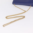 Salvatore Ferragamo Vala Chain Shoulder Bag Leather Blue Gold Tone Auth bs37896A-7