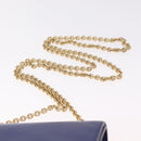 Salvatore Ferragamo Vala Chain Shoulder Bag Leather Blue Gold Tone Auth bs37896A-8