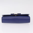 Salvatore Ferragamo Vala Chain Shoulder Bag Leather Blue Gold Tone Auth bs37896A-9