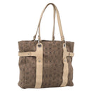 Salvatore Ferragamo Tote Bag Canvas Brown Silver Auth bs37897-1