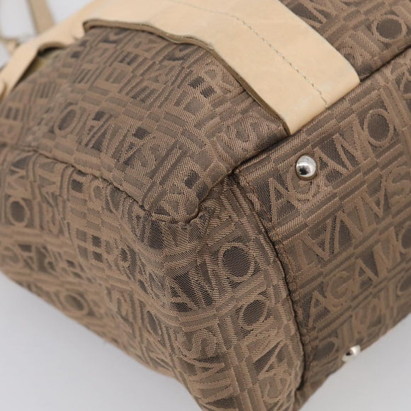 Salvatore Ferragamo Tote Bag Canvas Brown Silver Auth bs37897
