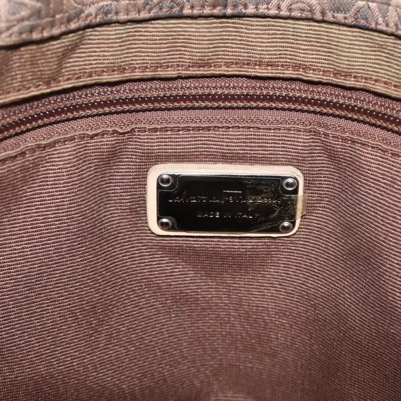 Salvatore Ferragamo Tote Bag Canvas Brown Silver Auth bs37897