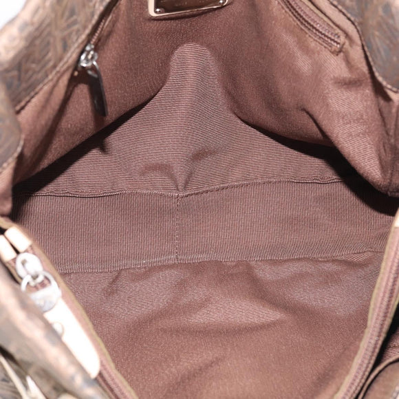 Salvatore Ferragamo Tote Bag Canvas Brown Silver Auth bs37897