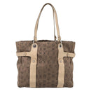 Salvatore Ferragamo Tote Bag Canvas Brown Silver Auth bs37897-2