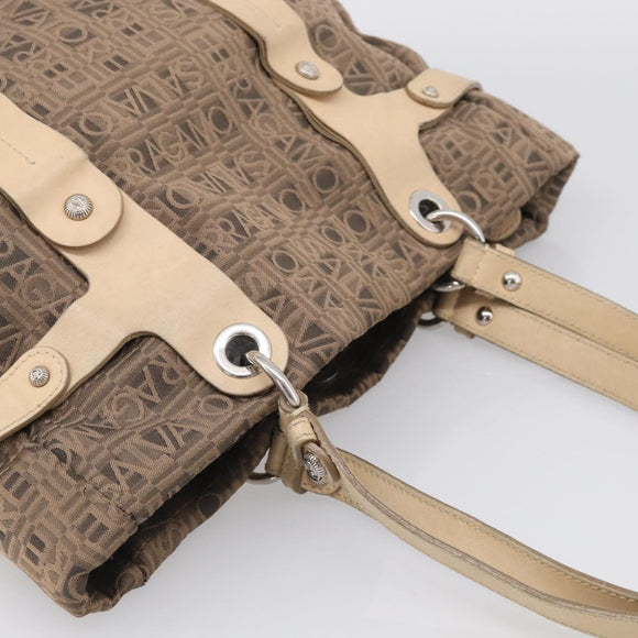 Salvatore Ferragamo Tote Bag Canvas Brown Silver Auth bs37897