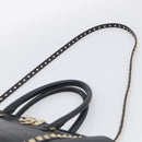 Valentino Rock Studs Hand Bag Leather 2way Black Gold Tone Auth bs37898-11