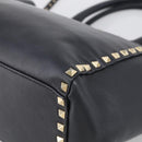 Valentino Rock Studs Hand Bag Leather 2way Black Gold Tone Auth bs37898-13