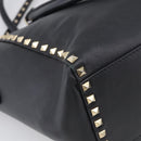Valentino Rock Studs Hand Bag Leather 2way Black Gold Tone Auth bs37898-16