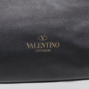 Valentino Rock Studs Hand Bag Leather 2way Black Gold Tone Auth bs37898-17