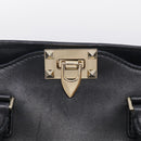 Valentino Rock Studs Hand Bag Leather 2way Black Gold Tone Auth bs37898-18