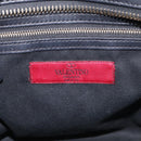 Valentino Rock Studs Hand Bag Leather 2way Black Gold Tone Auth bs37898-20