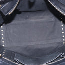 Valentino Rock Studs Hand Bag Leather 2way Black Gold Tone Auth bs37898-21