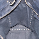 Valentino Rock Studs Hand Bag Leather 2way Black Gold Tone Auth bs37898-22