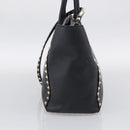 Valentino Rock Studs Hand Bag Leather 2way Black Gold Tone Auth bs37898-4