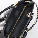 Valentino Rock Studs Hand Bag Leather 2way Black Gold Tone Auth bs37898-7