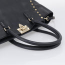 Valentino Rock Studs Hand Bag Leather 2way Black Gold Tone Auth bs37898-8