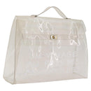 HERMES Vinyl Kelly Hand Bag Clear Gold Tone Auth bs37899-1