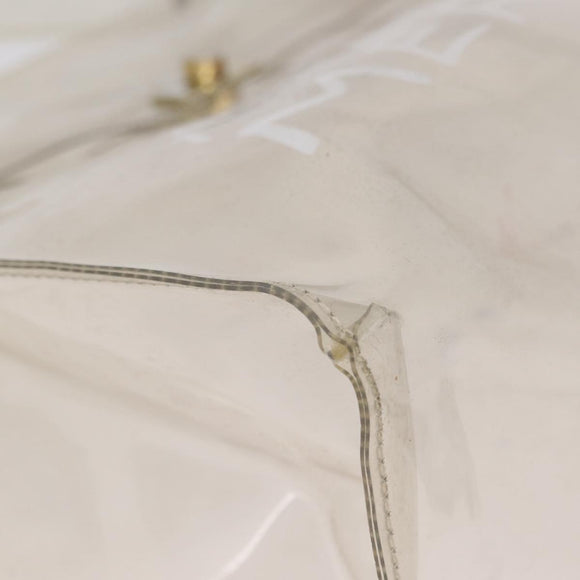 HERMES Vinyl Kelly Hand Bag Clear Gold Tone Auth bs37899